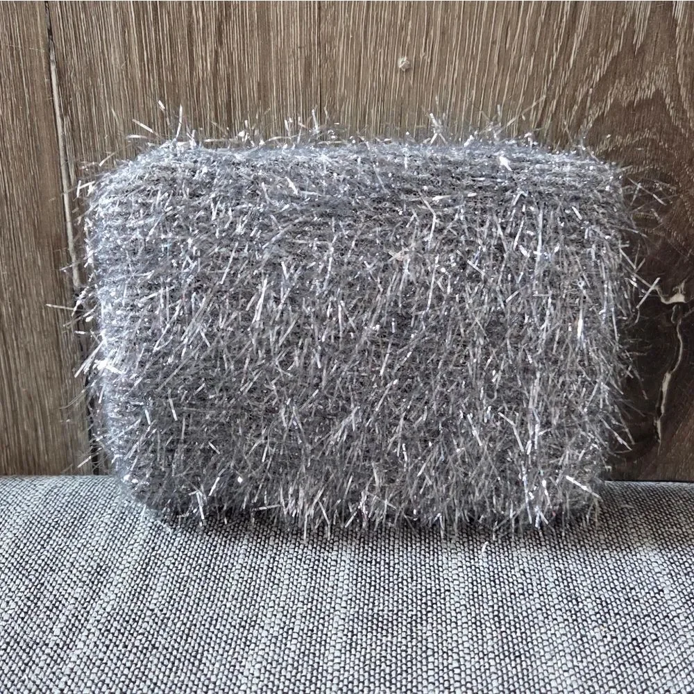 MAC Holiday Small Makeup Cosmetics Bag Silver Tinsel Sparkly
